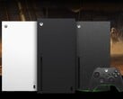 Xbox Series X em branco (esquerda), preto (meio) e o Galaxy Black Special Edition (direita). (Fonte da imagem: Microsoft)