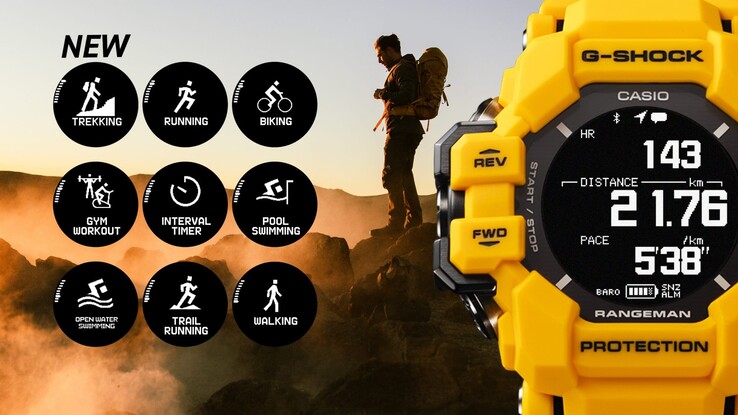 O RANGEMAN rastreia 9 tipos de atividades ao ar livre em todo o mundo. (Fonte: Casio)