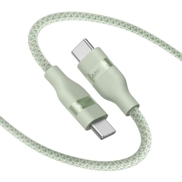 O cabo USB-C para USB-C da Anker (3 pés, 240W, trançado com reciclagem) em Sprout Green