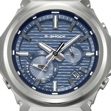 Um close-up do mostrador azul do GST-B1000-2A.
