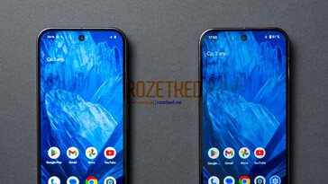 O Pixel 9 e o Pixel 9 Pro, da esquerda para a direita. (Fonte da imagem: Rozetked)