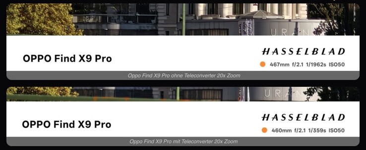 Ao usar a lente externa, a velocidade do obturador e/ou os valores ISO mudam significativamente, indicando uma perda de luz.
