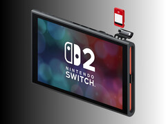 Nintendo Switch 2 na foto com o Game-Key Card (Fonte da imagem: Nintendo of America com edições)