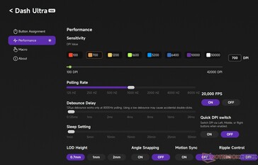 Seção de ajuste de desempenho