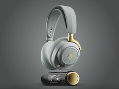 SteelSeries Arctis Nova Elite na cor Sage &amp;amp; Gold com o GameHub. (Fonte da imagem: SteelSeries)