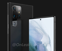 O Galaxy S22 Ultra tem um visual distinto Galaxy. (Fonte de imagem: OnLeaks &amp;amp; Digit)