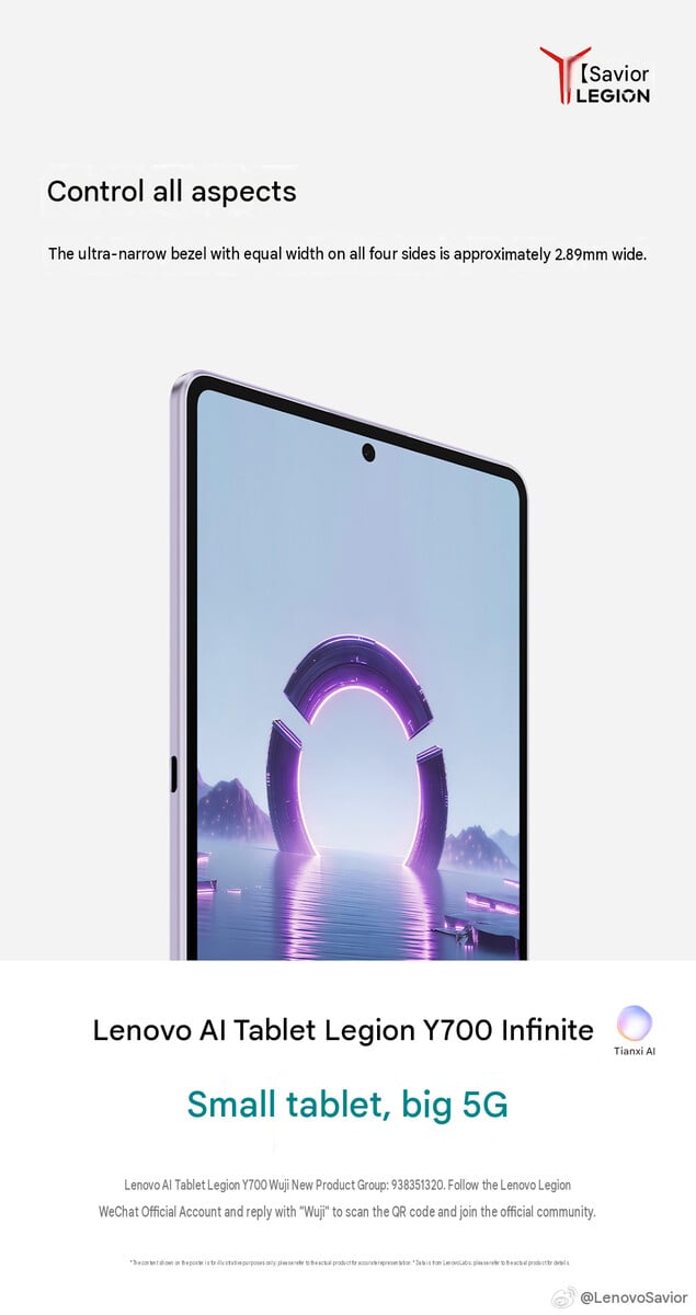Espessura da moldura do tablet Legion Y700 Infinite (tradução automática)