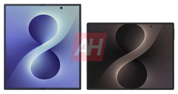 O Samsung Galaxy Z Fold8 Ultra (à esquerda) é mais alto, mas mais estreito do que o Galaxy Z Fold8 Wide (à direita).