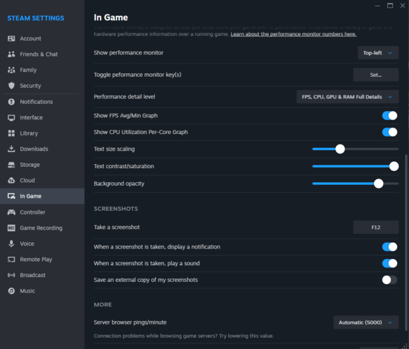 Como ativar as métricas aprimoradas de monitoramento de desempenho do Steam (fonte da imagem: Valve)
